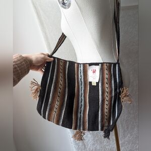 Bolivian Wool Hand Looked Crossbody Purse Bag Earth Tone